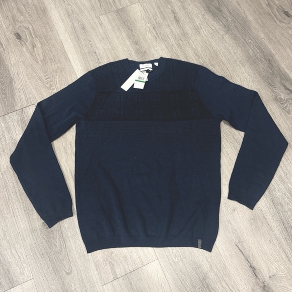Men’s Long Sleeve Pullover Knit Calvin Klein Navy Blue Sweater Large